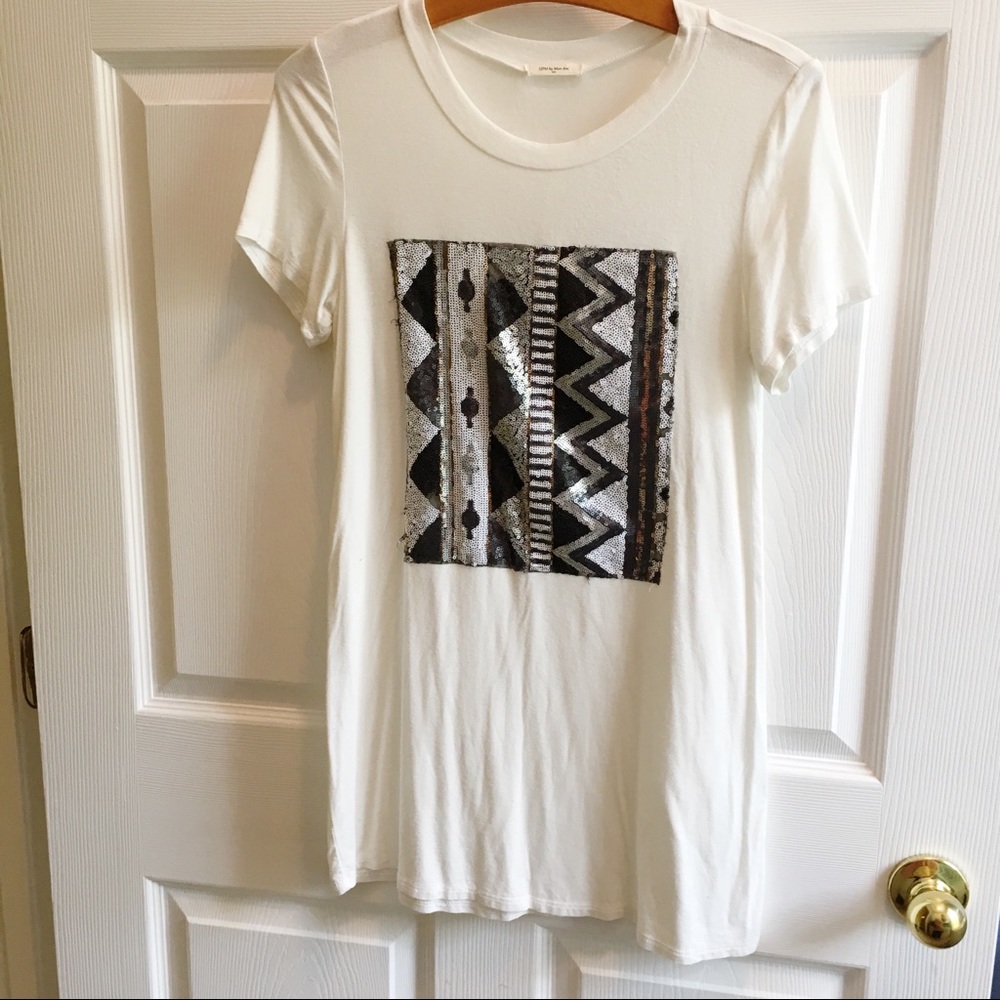 Cute embellished tee shirt tunic soft and comfy S